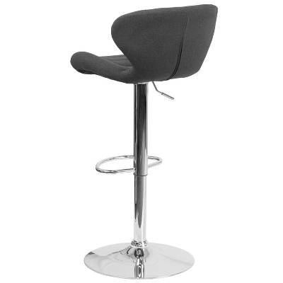 Emma And Oliver 2 Pack Contemporary Vinyl Adjustable Height Barstool With Curved Back And Chrome Base - Image 7