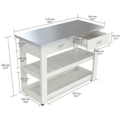 Kitchen Cart White - Inval - Image 4