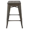 Set Of 2 Oregon Industrial Stackable Counter Height Barstool With Frame Antique Wood - Lumisource