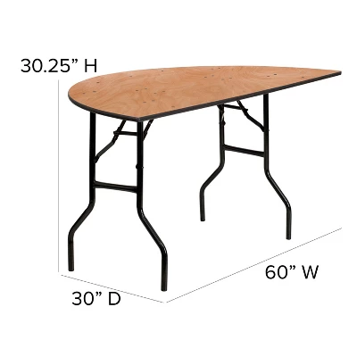 Flash Furniture 5-Foot Half-Round Wood Folding Banquet Table - Image 3
