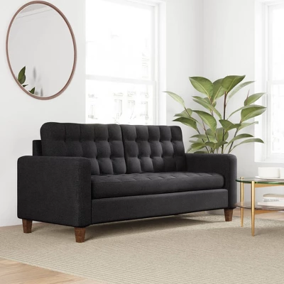 76” Brynn Upholstered Square Arm Sofa With Buttonless Tufting - Brookside Home - Image 15