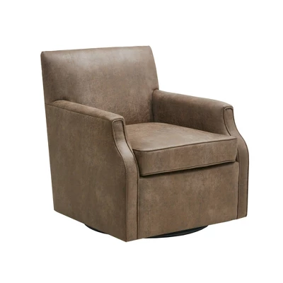 Glaser Faux Leather Swivel Chair Brown - Madison Park - Image 2