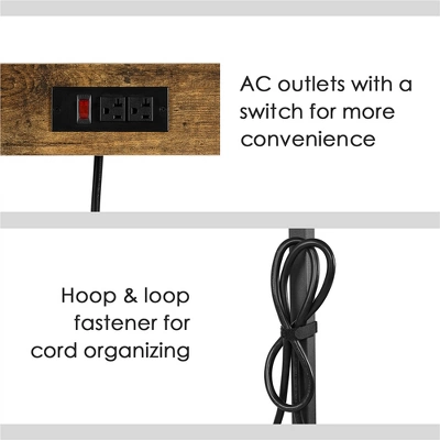 Yaheetech 5-Tier 56" H Baker’s Rack With Wire Basket & Power Outlets, Rustic Brown - Image 5