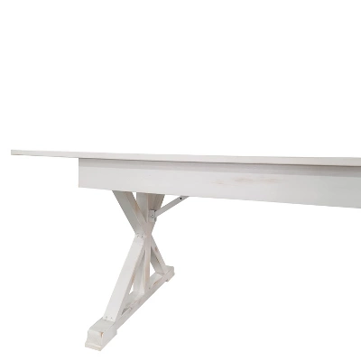 Emma And Oliver 8' X 40" Rectangular Solid Pine Folding Farm Table With Crisscross Legs - Image 10
