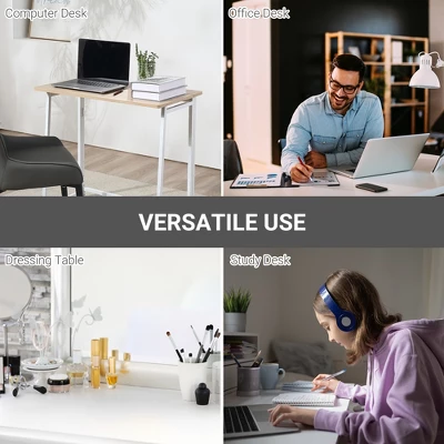 HOMCOM Writing Desk, 31.5" Folding Table For Small Space, Computer Desk With Metal Frame, Space-Saving Workstation For Home Office - Image 4