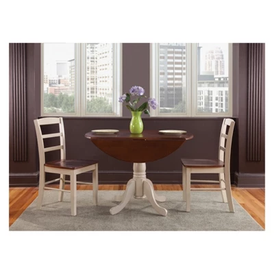 42" Dual Drop Leaf Dining Table With 2 Madrid Ladderback Chairs - International Concepts - Image 4