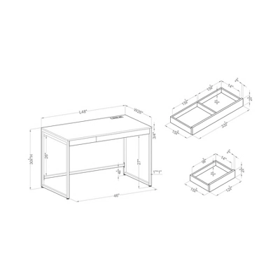 Paylen 2 Drawer Desk With USB Port White/Copper - MiBasics - Image 4