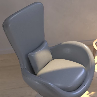 Merrick Lane High-Back Egg Style Lounge Chair With 360° Swivel Metal Base - Image 5