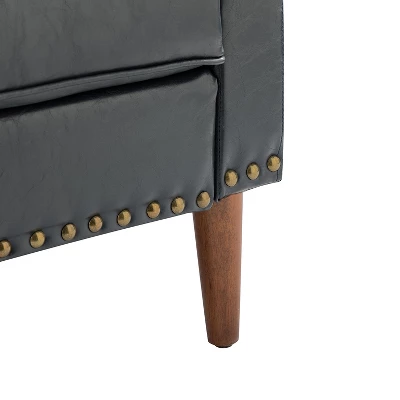 Set Of 2 Bonita Transitional Vegan Leather Armchair With Removable Seat Cushion And Nailhead Trims | ARTFUL LIVING DESIGN - Image 8