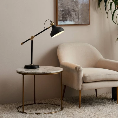 Marmo Round Side Table With Faux Marble Top Brass - Teamson Home - Image 6