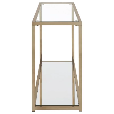 Cora Console Sofa Table With Glass Top And Mirror Shelf Brass - Coaster - Image 3