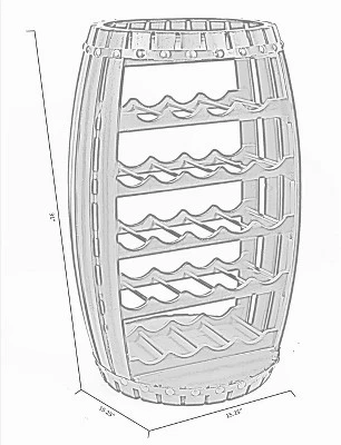 Vintiquewise Rustic Barrel Shaped Wooden Wine Rack For 23 Bottles - Image 5
