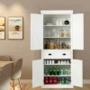 Bestcomfort Kitchen Cabinet Pantry Cupboard Freestanding W/Shelves White