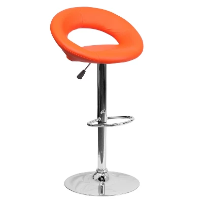 Emma And Oliver Rounded Orbit-Style Back Vinyl Swivel Adjustable Height Barstool - Image 12