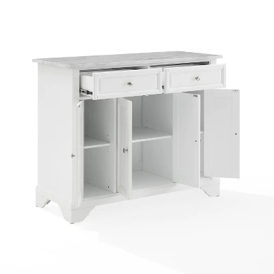 Avery Kitchen Island/Cart Distressed White/White Marble - Crosley - Image 10