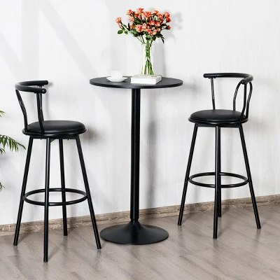 Costway 24" Round Pub Table Bistro Bar Height Cocktail Table W/Metal Base Indoor Black - Image 4