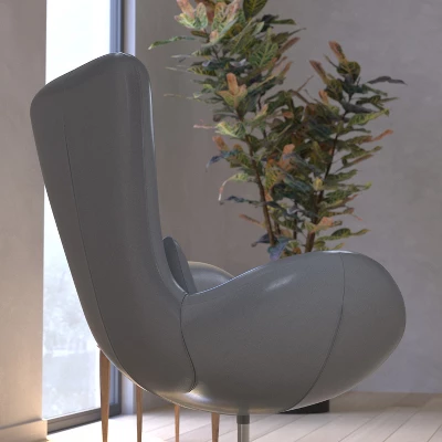 Merrick Lane High-Back Egg Style Lounge Chair With 360° Swivel Metal Base - Image 6