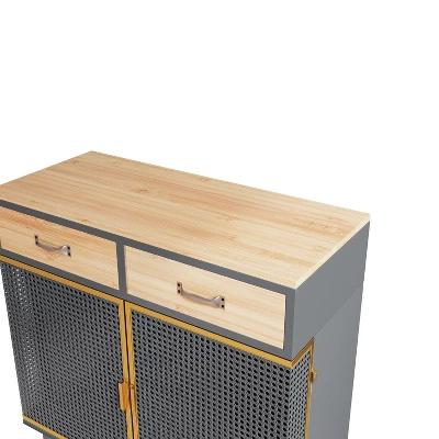 31.5" Modern Carbonized Bamboo Sideboard With 2 Drawers - ModernLuxe - Image 6