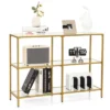 Costway 3-tier 39.5'' Narrow Glass Console Sofa Entryway Table For Hallway, Living Room