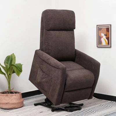 Costway Power Lift Recliner Chair For Elderly Living Room Chair W/ Remote Control GreyBrown