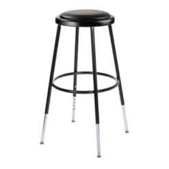 2pk 25"-33" Adjustable Heavy Duty Vinyl Padded Steel Barstool Black - Hampden Furnishings