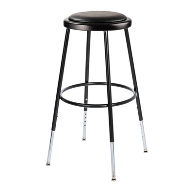 2pk 25"-33" Adjustable Heavy Duty Vinyl Padded Steel Barstool Black - Hampden Furnishings