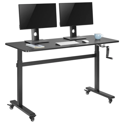 Tranzendesk Standing Desk with Front Handle And Detachable Wheels - 55” Sit To Stand Workstation – Black – Stand Steady - Image 6