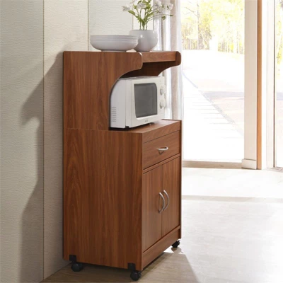 Microwave Kitchen Cart In Cherry - Hodedah - Image 3