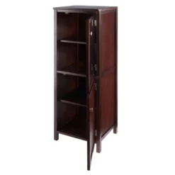 Brooke Cupboard With 1 Glass Door And 1 Cabinet Walnut - Winsome