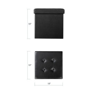 15" Buttoned Folding Storage Ottoman - Mellow - Image 7