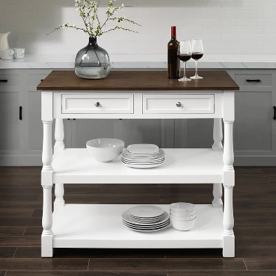 Caitlyn Wood Top Kitchen Island White/Dark Brown - Crosley - Image 2