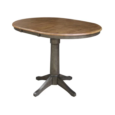 36" Justin Round Drop Leaf Dining Table Tan/Washed Coal - International Concepts - Image 3