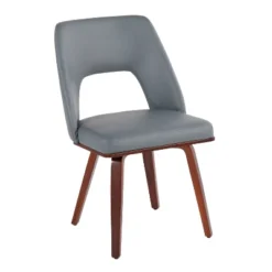 Set Of 2 Triad Bamboo/Faux Leather Upholstered Dining Chairs Walnut/Gray - LumiSource