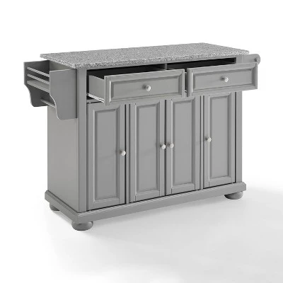 Alexandria Kitchen Island With Solid Granite Top Vintage Gray - Crosley