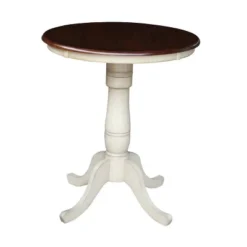 30" Round Pedestal Gathering Table With 2 X Back Counter Height Bar Stools - International Concepts