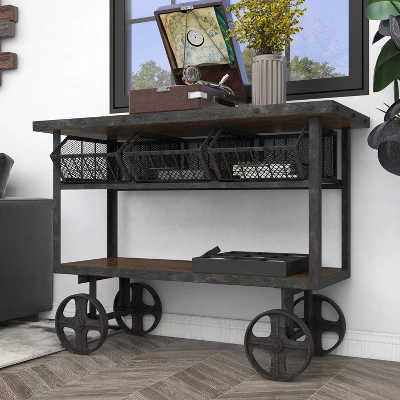 Industrial Metal Console Table Dark Black - Olivia & May - Image 10