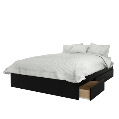 Bogota 3 Drawer Storage Bed With Headboard Truffle/Black - Nexera