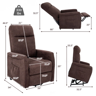 Costway Power Lift Recliner Chair For Elderly Living Room Chair W/ Remote Control GreyBrown - Image 3