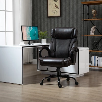 Vinsetto 484LBS Big And Tall Ergonomic Executive Office Chair High Back Adjustable Computer Task Chair Swivel PU Leather