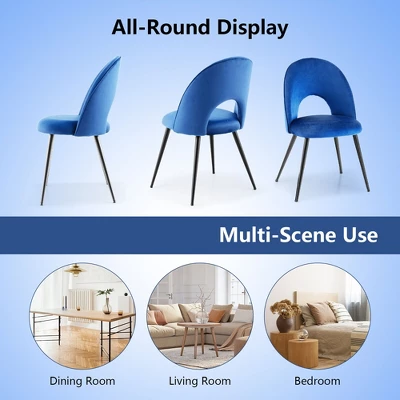 Tangkula Dining Chair Set Of 4 Velvet Upholstered Side Chair W/ Metal Base For Living Room - Image 6