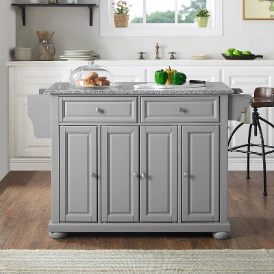Alexandria Kitchen Island With Solid Granite Top Vintage Gray - Crosley - Image 6