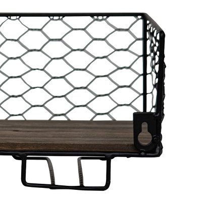 Two Bottle Black Wire Metal Wall Mount Wine Rack - Foreside Home & Garden - Image 3