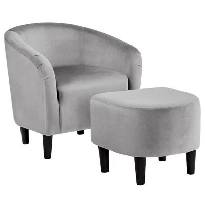 Yaheetech Fabric Upholstered Accent/Barrel Chair And Ottoman Set For Living Room - Image 7
