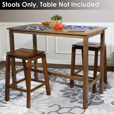 Sunnydaze Decor Sunnydaze Set Of 2 Indoor Wooden Backless Counter-Height Stools - Dark Walnut - 25" - Image 5