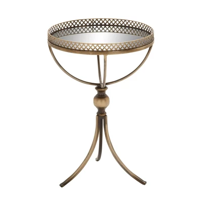 Metal And Glass Round Pedestal Table Gold - Olivia & May - Image 16