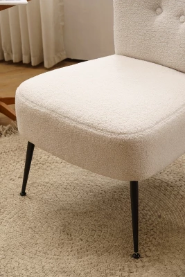 Tufted Back Teddy Fabric Slipper Chair Accent Chair-ModernLuxe - Image 8