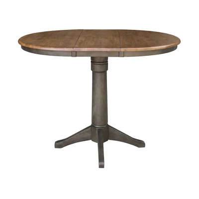 36" Justin Round Drop Leaf Dining Table Tan/Washed Coal - International Concepts - Image 4