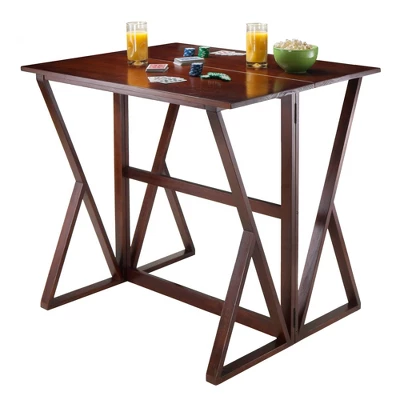 3pc 24" Harrington Drop Leaf Counter Height Dining Set With Cushion Stool Wood/Walnut/Black - Winsome - Image 5