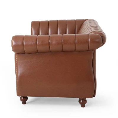 Glenmont Contemporary Channel Stitch Loveseat With Nailhead Trim - Christopher Knight Home - Image 5