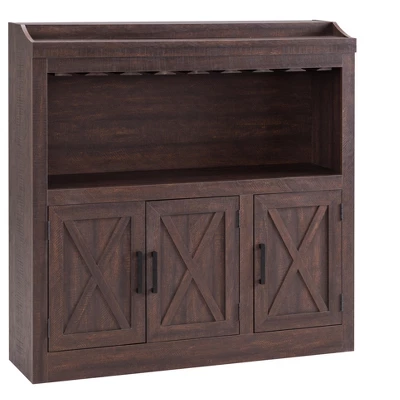 Home Source Bar Cabinet With Stem Glass Placement And Wooden Doors In Charcoal - Image 8